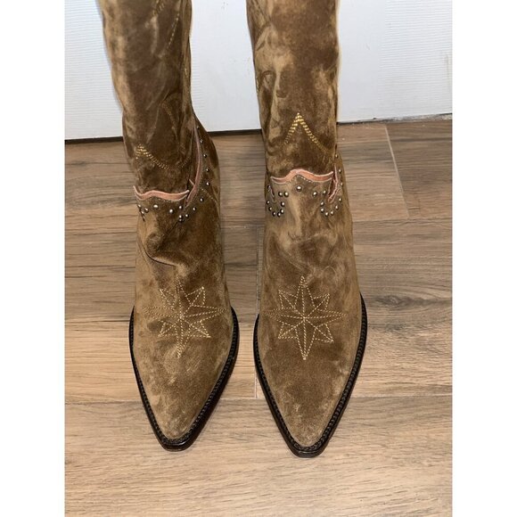 Alessandro Vasini Alison 80mm Suede Western Boots Women’s Size 10( MRSP $975) - Picture 8 of 14